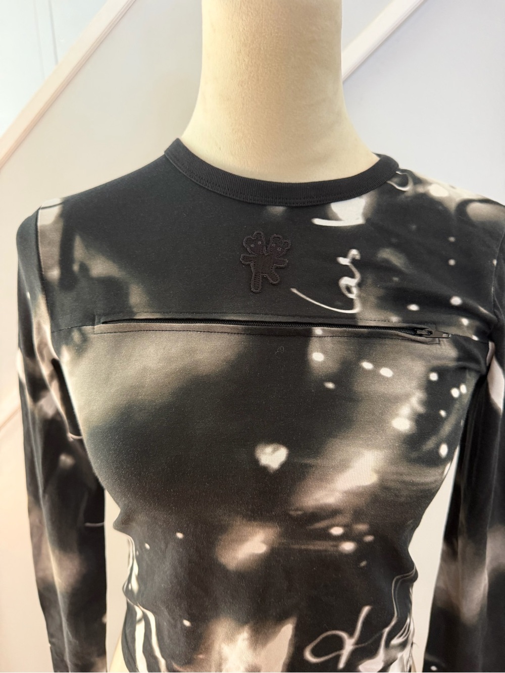 Heaven By Marc Jacobs Cocteau Twins 2022 Zip Long Sleeve Top XS Black Goth - Picture 2 of 5